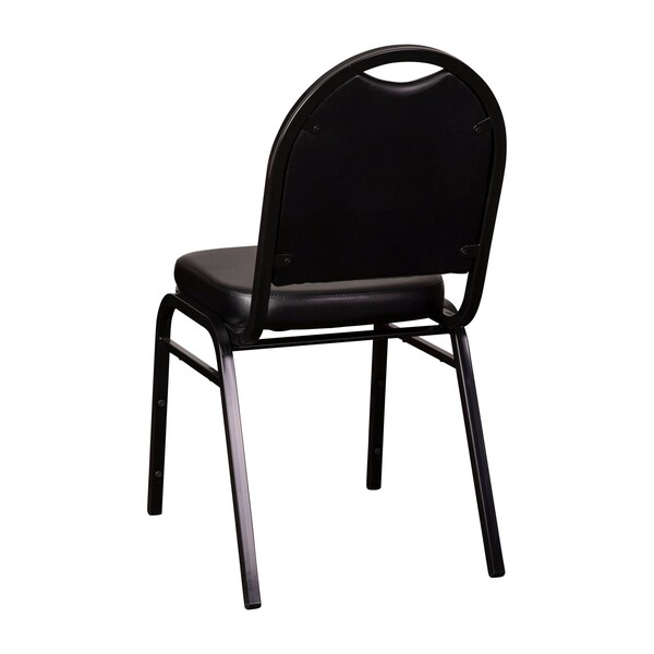 Flash Furniture Black Vinyl Stack Chair with Black Metal Frame, 4PK - 4-NG-ZG10006-BK-BK-GG