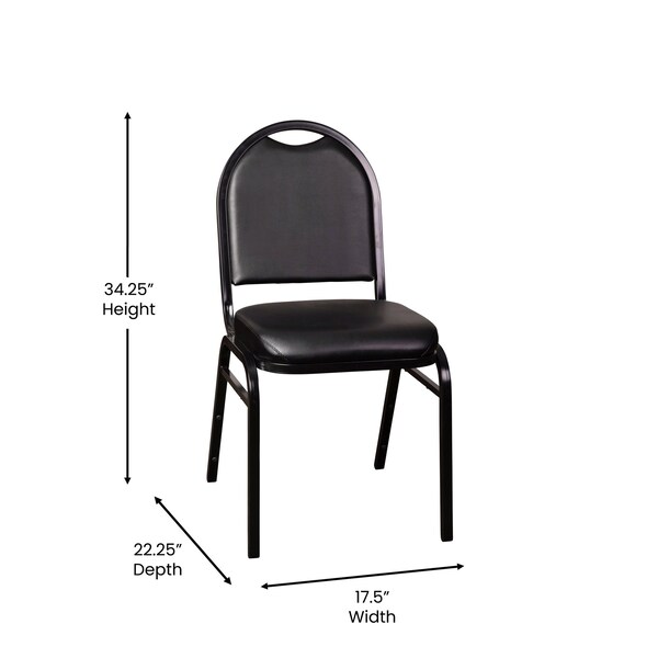 Flash Furniture Black Vinyl Stack Chair with Black Metal Frame, 4PK - 4-NG-ZG10006-BK-BK-GG