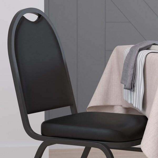 Flash Furniture Black Vinyl Stack Chair with Black Metal Frame, 4PK - 4-NG-ZG10006-BK-BK-GG