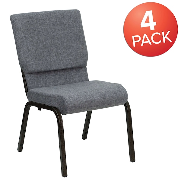 Flash Furniture Gray Fabric Church Chair - 4-XU-CH-60096-BEIJING-GY-GG