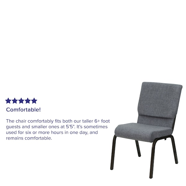 Flash Furniture Gray Fabric Church Chair - 4-XU-CH-60096-BEIJING-GY-GG