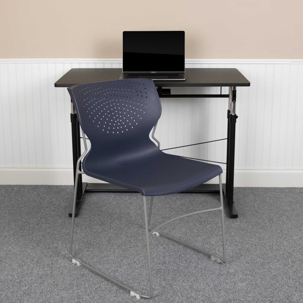 Flash Furniture Navy Plastic Stack Chair, PK5 - 5-RUT-438-NY-GG