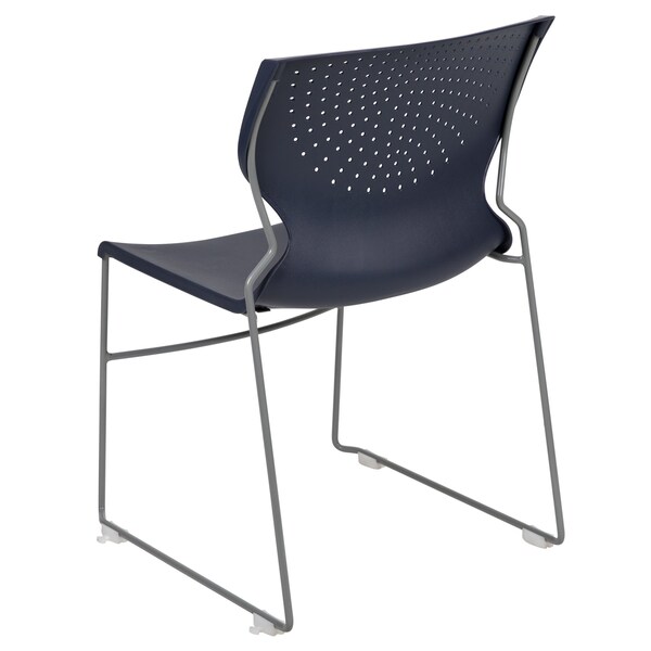 Flash Furniture Navy Plastic Stack Chair, PK5 - 5-RUT-438-NY-GG