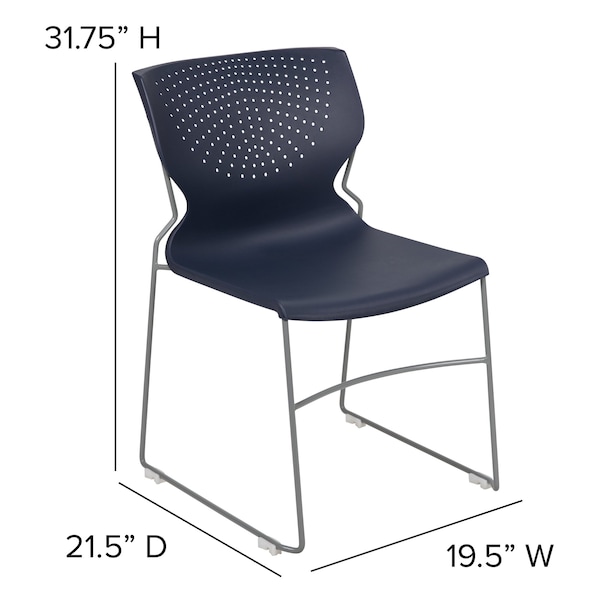 Flash Furniture Navy Plastic Stack Chair, PK5 - 5-RUT-438-NY-GG