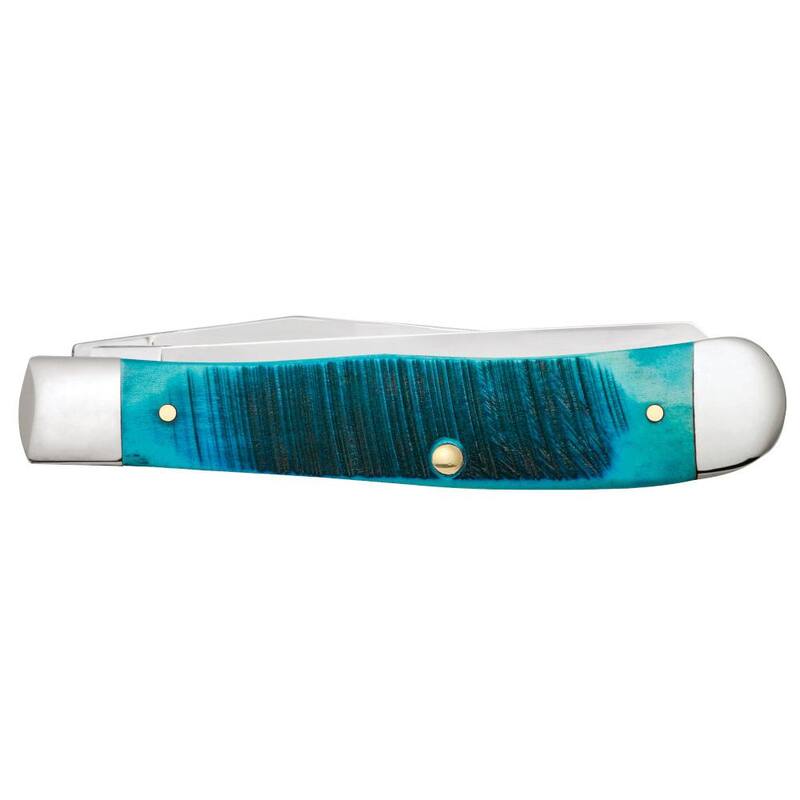 W. R. Case & Sons Cutlery Co Caribbean Blue Bone Sawcut Jig Trapper Pocket Knife - FI25592