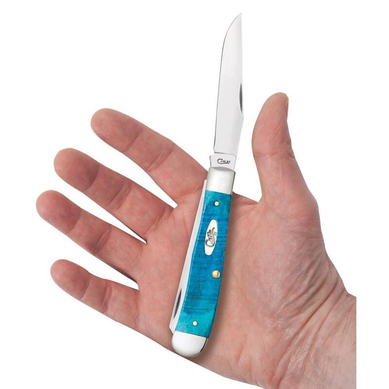 W. R. Case & Sons Cutlery Co Caribbean Blue Bone Sawcut Jig Trapper Pocket Knife - FI25592