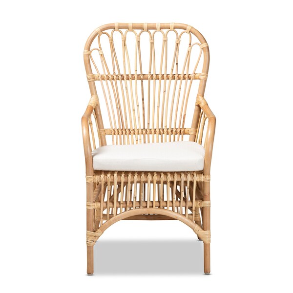 Baxton Studio Aya Modern and Contemporary Natural Finished Rattan Armchair - 185-11880-ZORO
