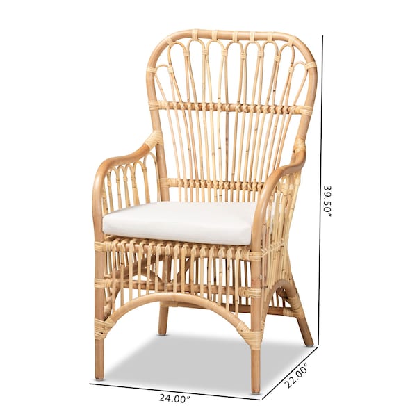 Baxton Studio Aya Modern and Contemporary Natural Finished Rattan Armchair - 185-11880-ZORO