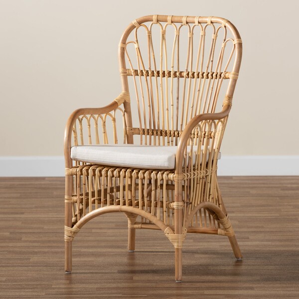 Baxton Studio Aya Modern and Contemporary Natural Finished Rattan Armchair - 185-11880-ZORO