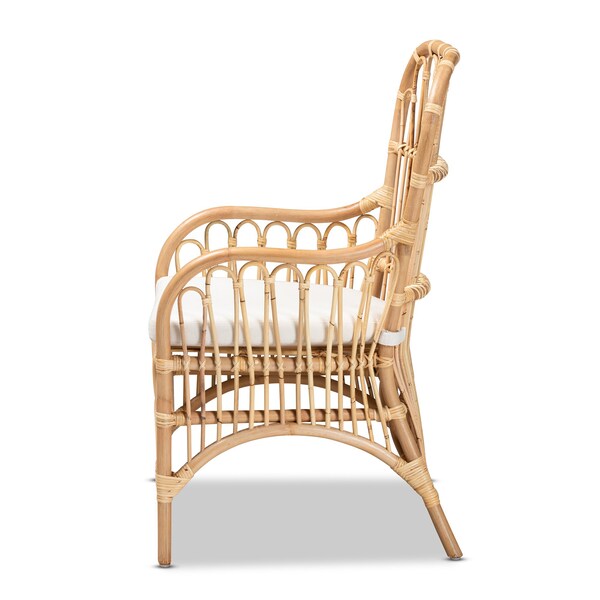 Baxton Studio Aya Modern and Contemporary Natural Finished Rattan Armchair - 185-11880-ZORO