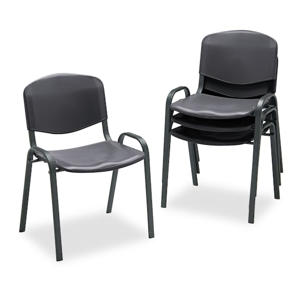 Safco Black Stack Chair, 17-3/4" L 30-1/2" H, Polypropylene Seat - 4185BL