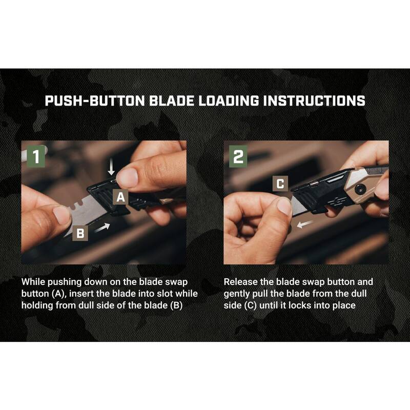 SPEC OPS Folding Utility Knives with Fixed Blade, Includes 3 Extra Blades in Handle Storage - SPEC-K1-FF