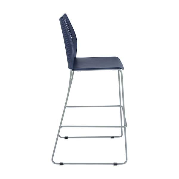 Flash Furniture HERCULES Series Navy Stack Bar Stool with Air-Vent Back and Gray Powder Coated Sled Base, 3PK - 3-RUT-498A-BS-NV-GG