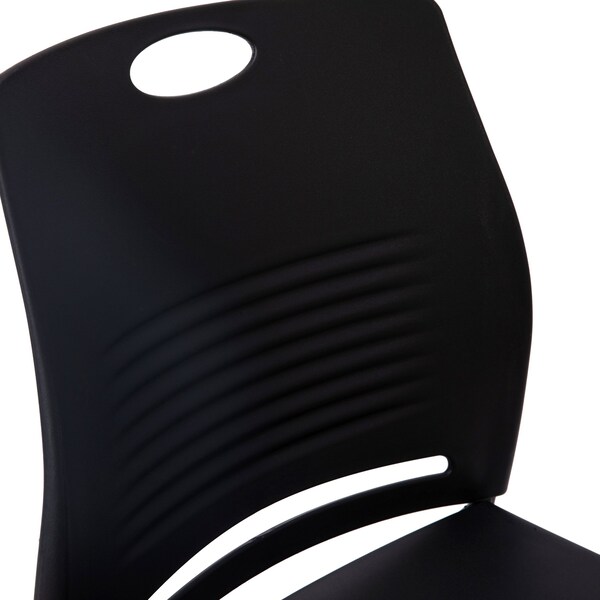 Flash Furniture Black Plastic Stack Chair with Steel Sled Base, PK 5 - 5-RUT-NC499A-BK-GG
