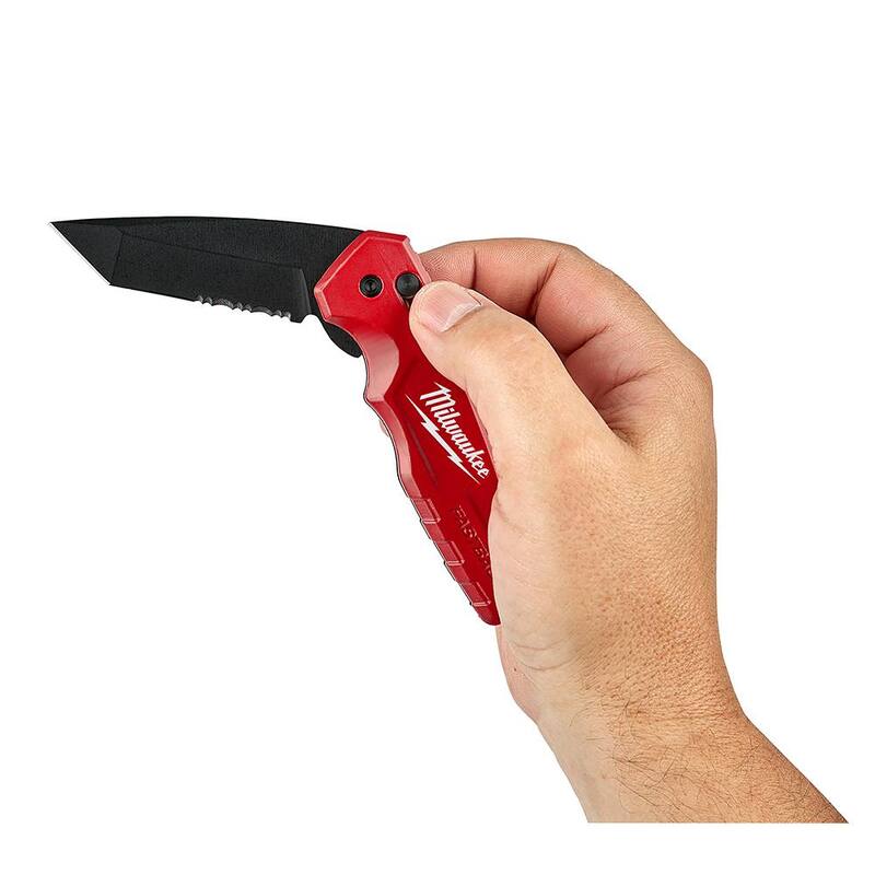 Milwaukee 3 in. Hardline D2 Steel Serrated Blade Pocket Folding Knife and FASTBACK Stainless Steel Spring Assisted Folding Knife - 48-22-1998-48-22-1530