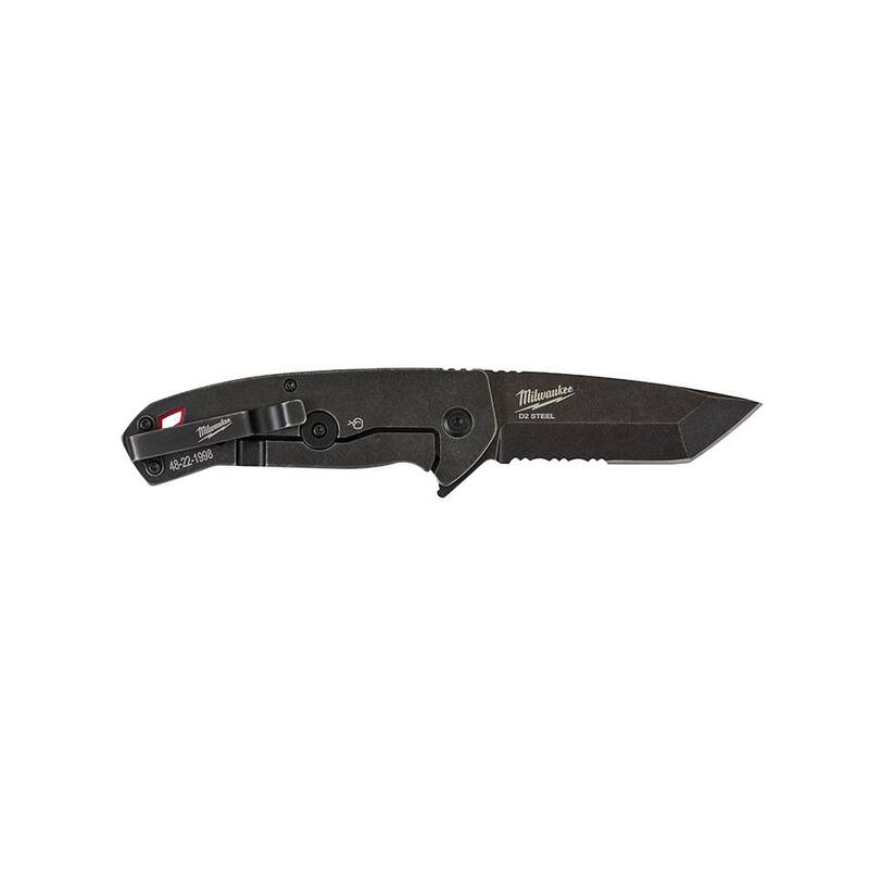 Milwaukee 3 in. Hardline D2 Steel Serrated Blade Pocket Folding Knife and FASTBACK Stainless Steel Spring Assisted Folding Knife - 48-22-1998-48-22-1530