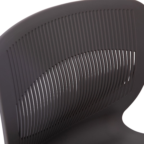 Flash Furniture Gray Plastic Stack Chair with Lumbar Support - RUT-NC618-GY-GG