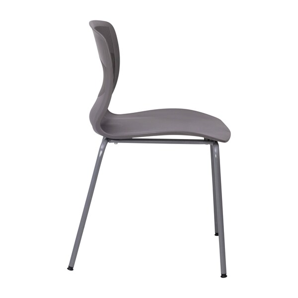 Flash Furniture Gray Plastic Stack Chair with Lumbar Support - RUT-NC618-GY-GG