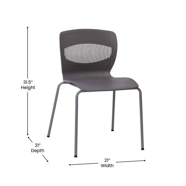 Flash Furniture Gray Plastic Stack Chair with Lumbar Support - RUT-NC618-GY-GG