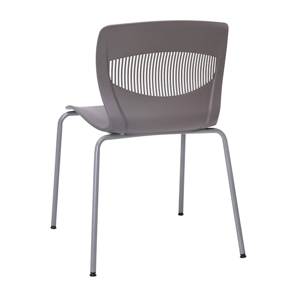 Flash Furniture Gray Plastic Stack Chair with Lumbar Support - RUT-NC618-GY-GG