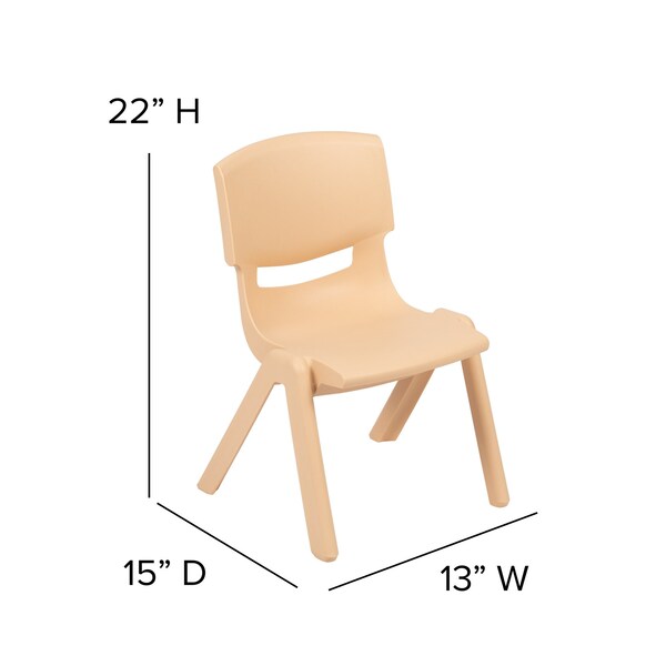 Flash Furniture Natural Plastic Stackable School Chair with 12" Seat Height, PK10 - 10-YU-YCX-001-NAT-GG