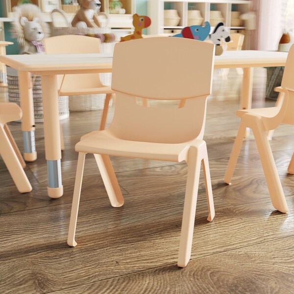 Flash Furniture Natural Plastic Stackable School Chair with 12" Seat Height, PK10 - 10-YU-YCX-001-NAT-GG