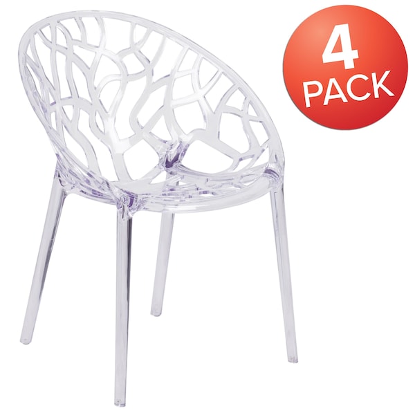 Flash Furniture Specter Series Transparent Stacking Side Chair, PK4 - 4-FH-156-APC-GG