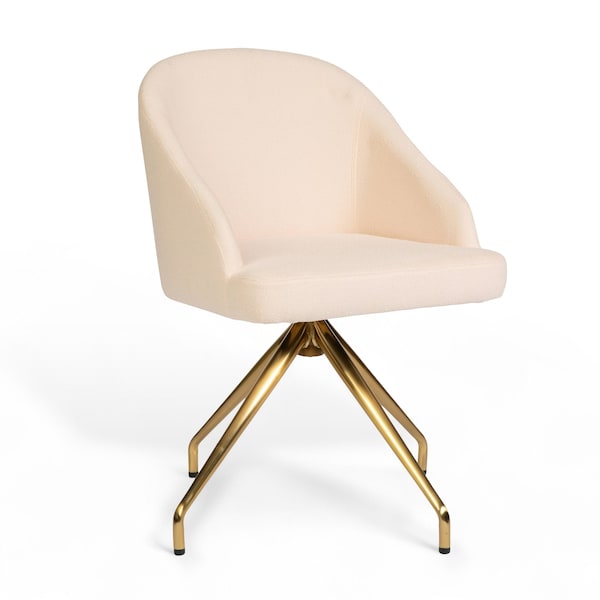 Martha Stewart Sora Upholstered Stationary Office Chair in Conch Shell/Polished Brass - CH-222119-PK-GLD-MS