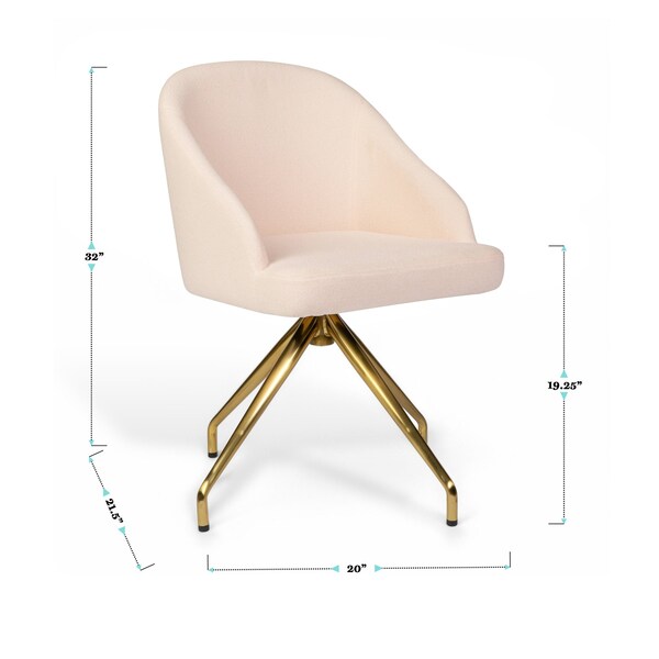 Martha Stewart Sora Upholstered Stationary Office Chair in Conch Shell/Polished Brass - CH-222119-PK-GLD-MS