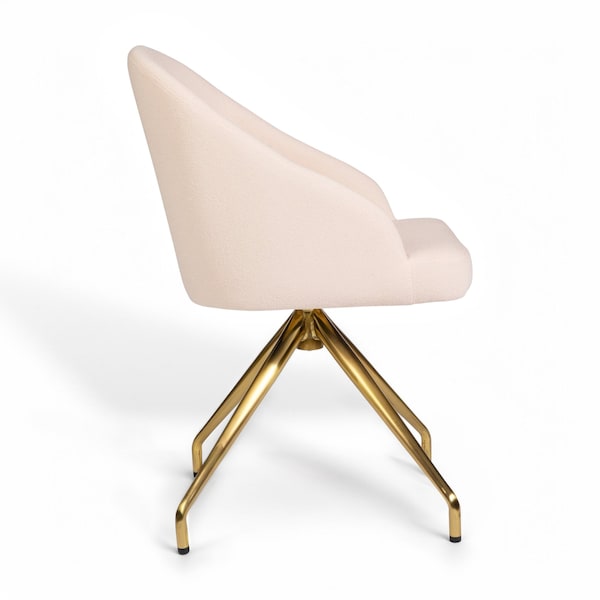 Martha Stewart Sora Upholstered Stationary Office Chair in Conch Shell/Polished Brass - CH-222119-PK-GLD-MS