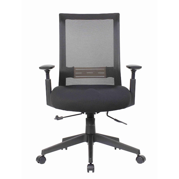 Boss Office Products Deluxe Mesh Back Ergonomic Task Chair with Adjustable Arms - B6568-BK