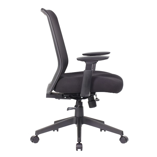 Boss Office Products Deluxe Mesh Back Ergonomic Task Chair with Adjustable Arms - B6568-BK