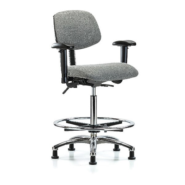 Blue Ridge Ergonomics High Bench Chair Chair, Fab, Hi Ben, Chr Tilt AA CF Gld, Gry, Adjustable Arms, 26" to 35-1/2" Height - BR-FHBCH-CR-T1-A1-CF-RG-F44