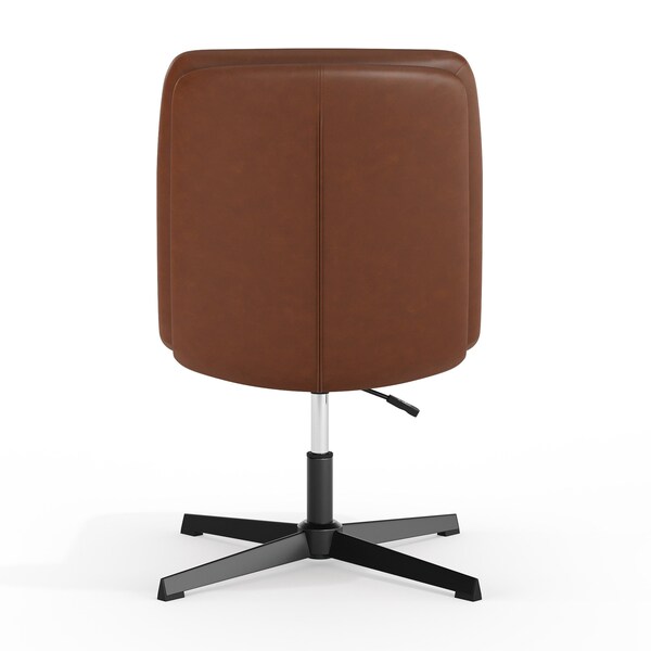 Flash Furniture Chloe Mid-Back Cognac Padded LeatherSoft Armless Office Chair Adjust, Swivel Function, Black Frame - CH-232174-CGN-BK-GG