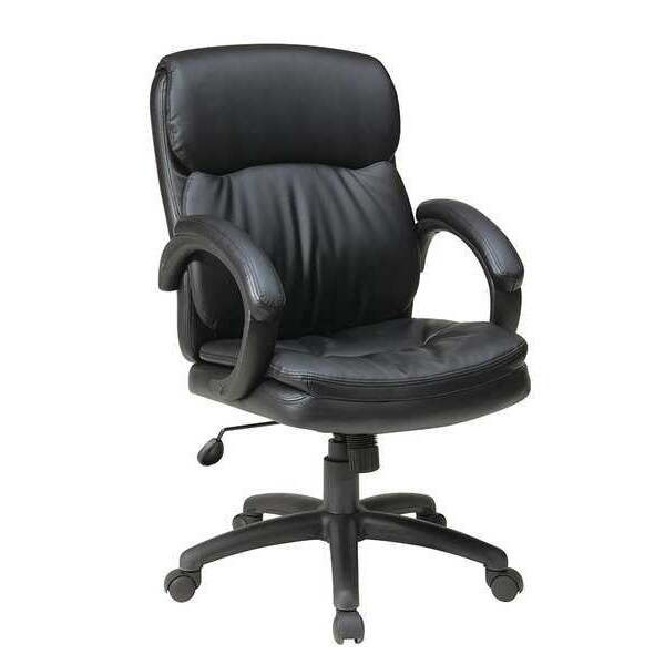 Office Star Exec Chair, Leather, Black, 18-21" Seat Ht - EC9231-EC3
