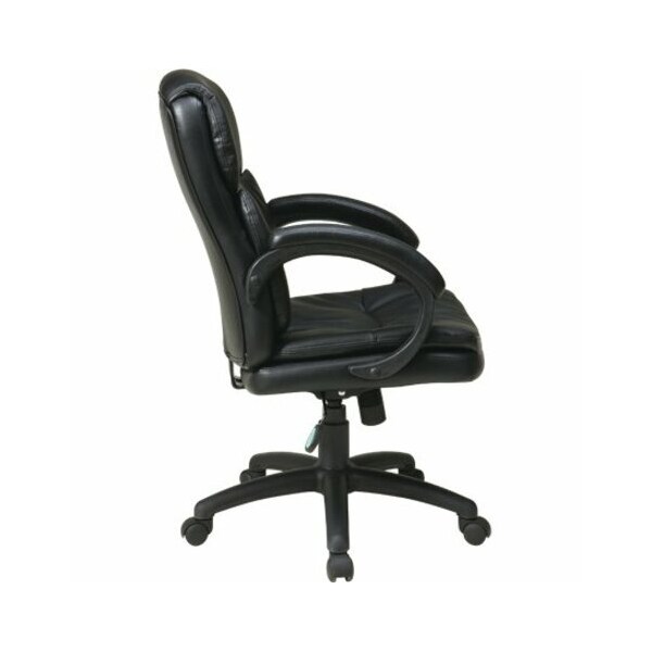 Office Star Exec Chair, Leather, Black, 18-21" Seat Ht - EC9231-EC3