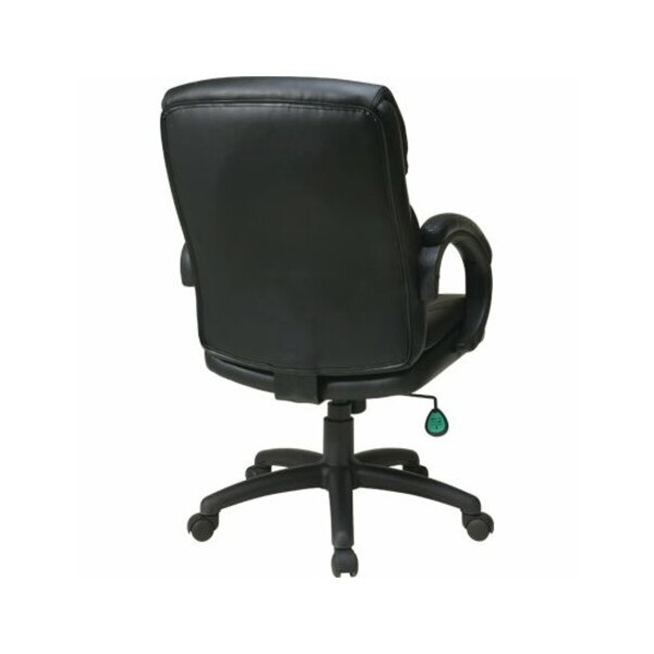 Office Star Exec Chair, Leather, Black, 18-21" Seat Ht - EC9231-EC3