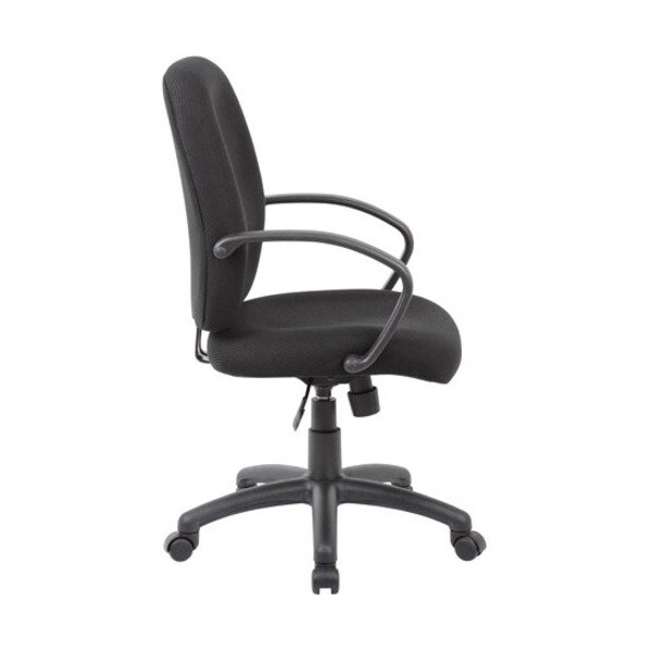 Boss Fabric Task Chair, 18" to 21-1/2", Fixed Arms, Black - B500-BK
