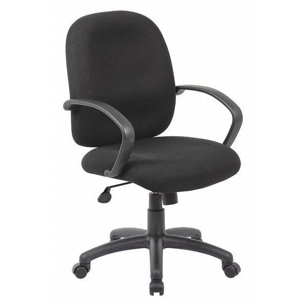 Boss Fabric Task Chair, 18" to 21-1/2", Fixed Arms, Black - B500-BK