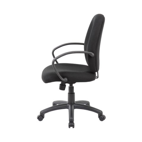 Boss Fabric Task Chair, 18" to 21-1/2", Fixed Arms, Black - B500-BK