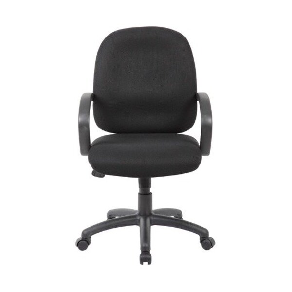 Boss Fabric Task Chair, 18" to 21-1/2", Fixed Arms, Black - B500-BK