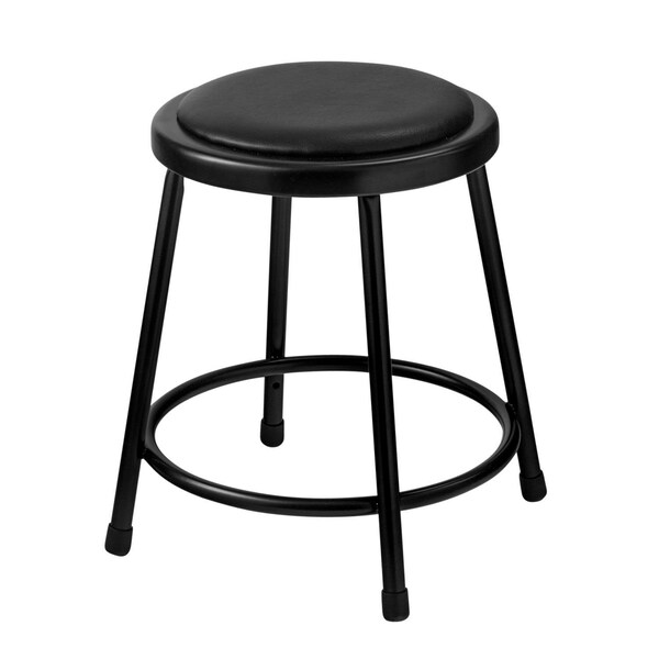 Interion By Global Industrial Interion 18in Steel Work Stool with Vinyl Seat, Backless, Black, 2PK - B2217232