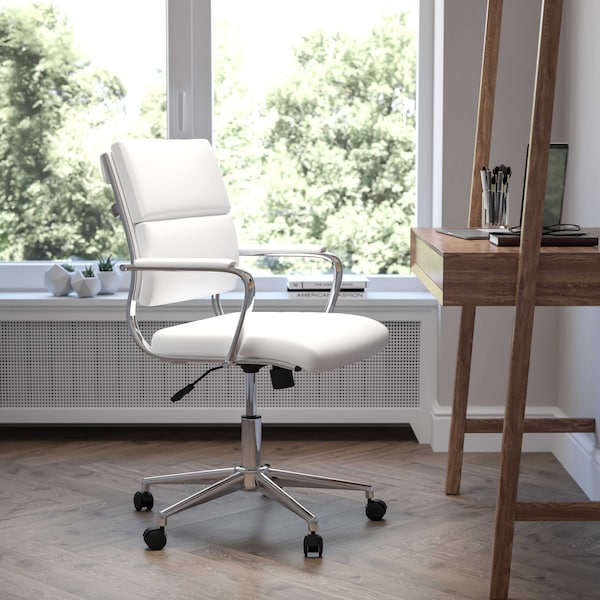 Flash Furniture White LeatherSoft Office Chair - BT-20595M-2-WH-GG
