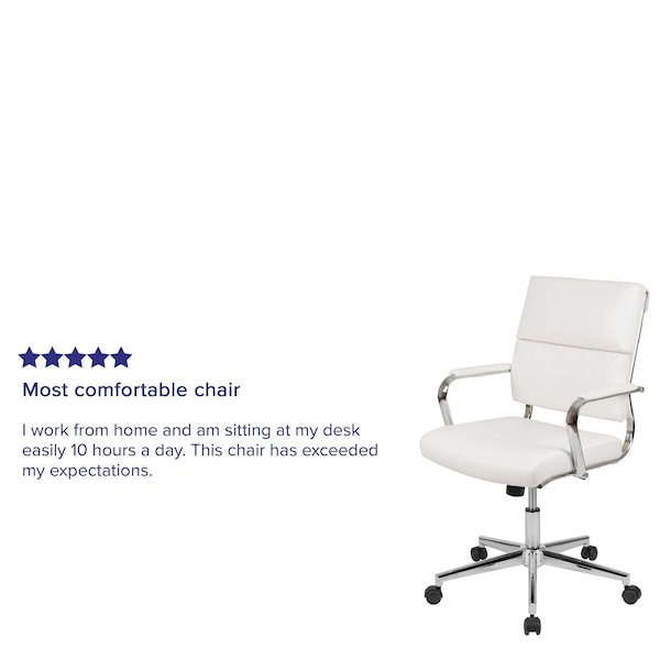 Flash Furniture White LeatherSoft Office Chair - BT-20595M-2-WH-GG