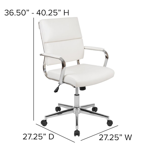 Flash Furniture White LeatherSoft Office Chair - BT-20595M-2-WH-GG