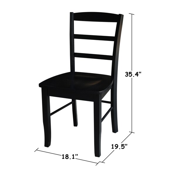 International Concepts Set of 2 Madrid Ladderback Chairs, Black - C46-2P