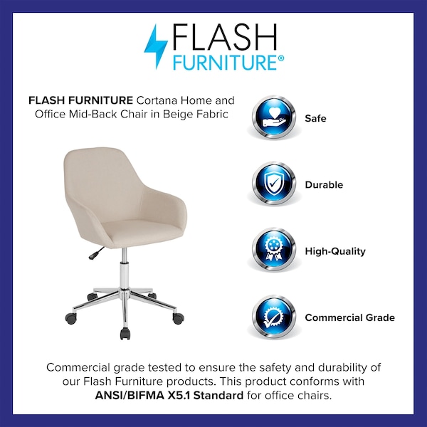 Flash Furniture Cortana Home and Office Mid-Back Chair, B - DS-8012LB-BGE-F-GG