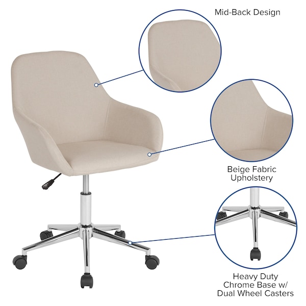 Flash Furniture Cortana Home and Office Mid-Back Chair, B - DS-8012LB-BGE-F-GG