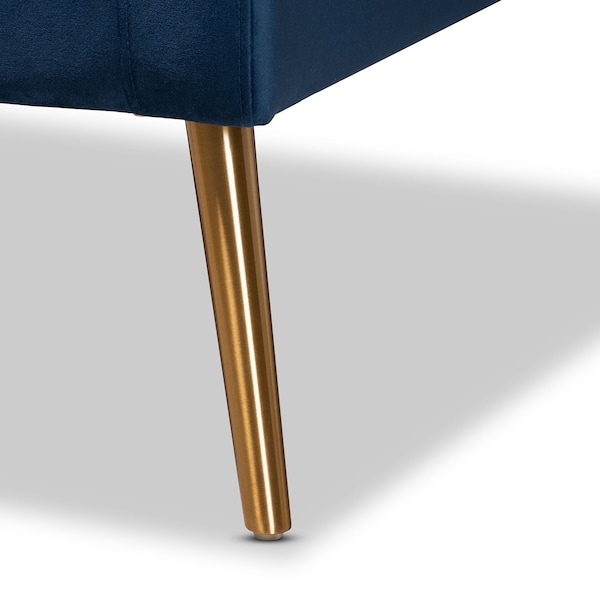 Baxton Studio Leland Glam and Luxe Navy Blue Velvet Fabric and Gold Finished Armchair - 182-11446-ZORO