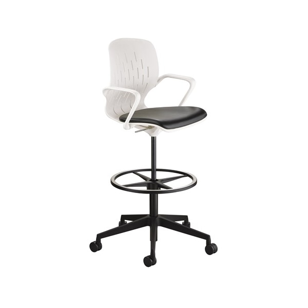 Safco Chair, 28-3/4 in W 28-3/4" L 49" H, Adjustable, Plastic Seat - 7014WH